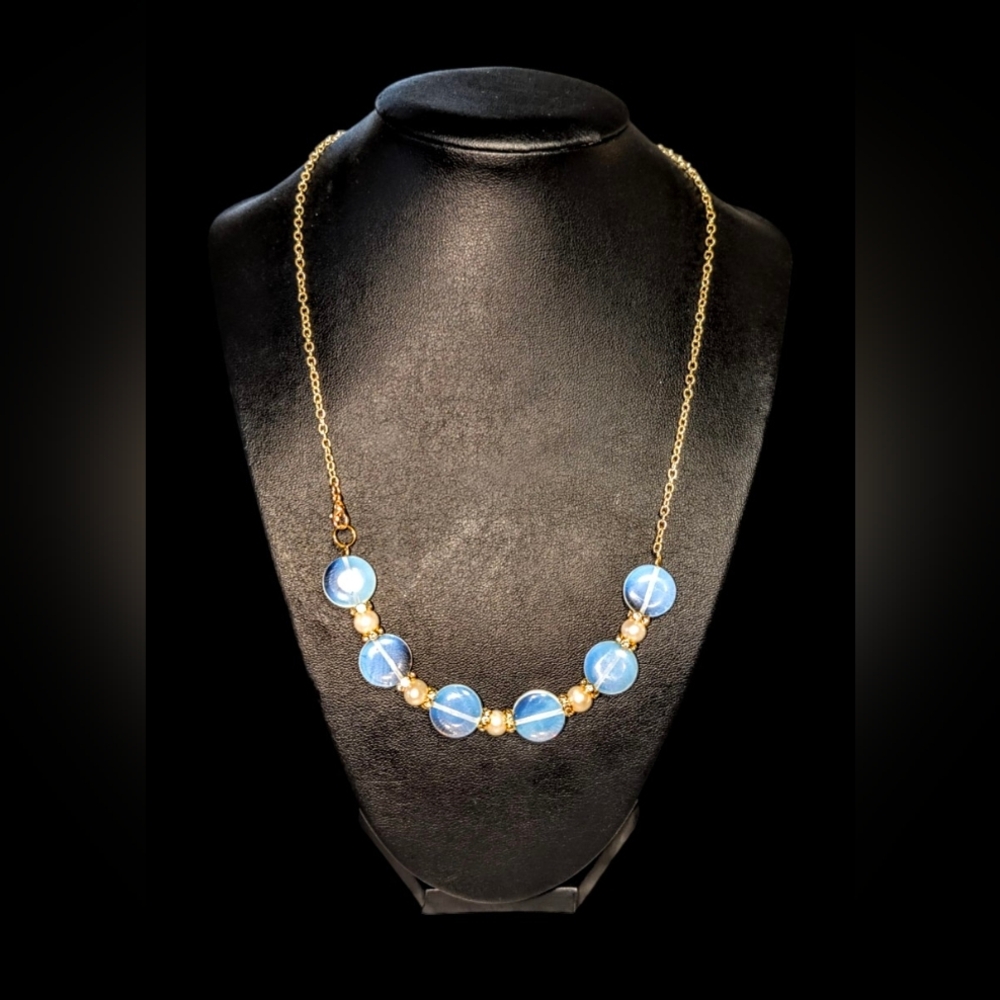 Hand Crafted Opal And Pearl Necklace